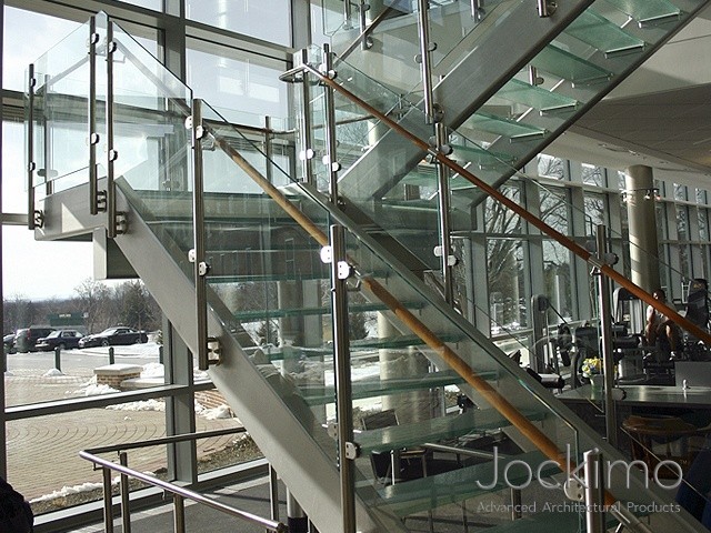Glass Stairs and Glass Treads at McDaniel College Gill Fitness Maryland