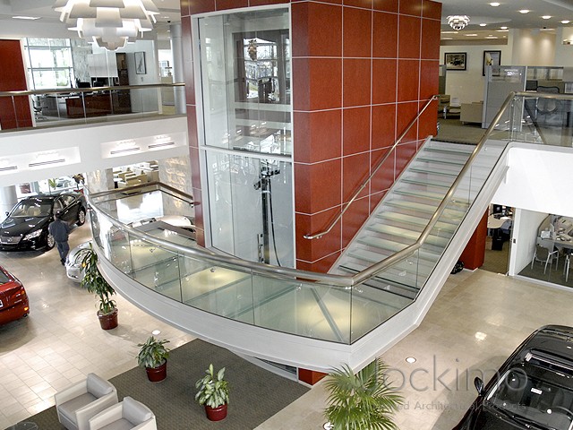 Lexus Car Dealership with Glass Flooring and Glass Stair Treads in Westminster California