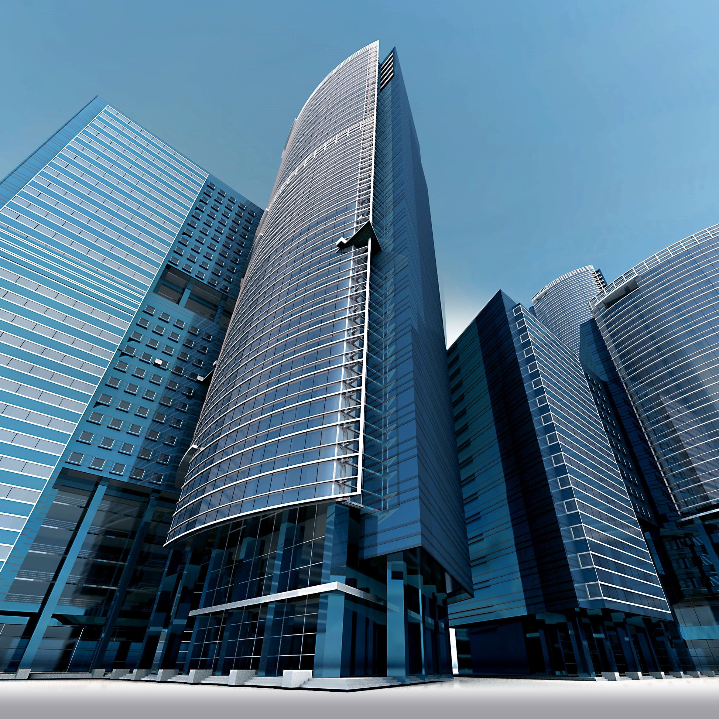 exterior of a tall glass office building